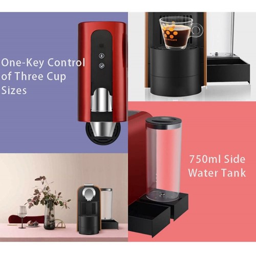 DSDD Machine à café à Capsules Produits adaptés : café thé Mini Machine à Expresso Capsules compatibles capacité du réservoir d'eau : 750 ML cafetière à Usage Unique pour Dos