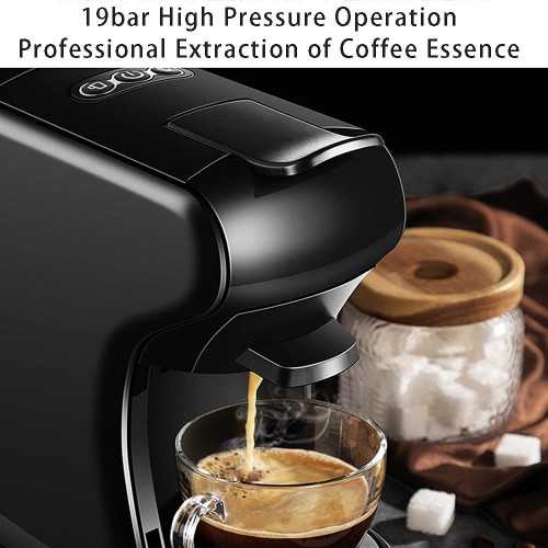 DSDD Machine à café à Capsules,Capacité du réservoir d'eau : 0,6 L 1450 W,Pression de la Pompe du Produit : 19 Bars Mini Machine à Expresso Capsules compatibles Cafetière à USA
