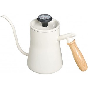 LOVIVER Verser sur 550 ML Thermomètre en Acier Inoxydable Pot à Café Goutte à Goutte à Main Pot à Café Blanc