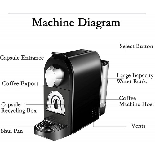 RUBAPOSM Cafetiã¨res ã Capsules Machine à Expresso Petite Machine à Café à Capsules pour la Maison Bureau Adaptée à Toutes Tasses