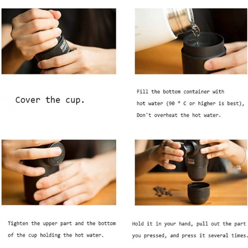 Cafetière portative légère compatible avec la capsule de tasse et la machine à café portative moulue cafetière expresso portable parfaite pour le camping les voyages la maison et le bureau