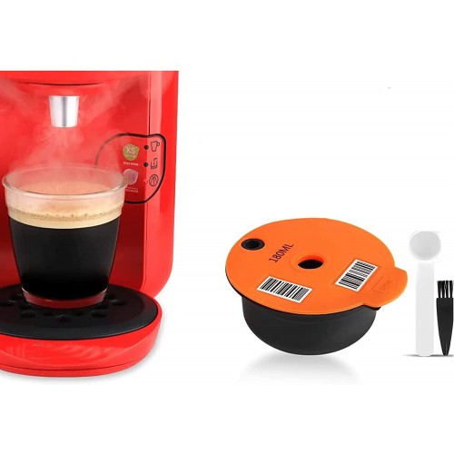 Capsules de café rechargeables en acier inoxydable compatibles avec machines Tassimo 180 ml