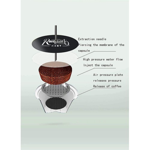 CHENSQ avec Moulin Verre Acier Inoxydable réservoir d'eau Amovible Machine à café à Filtre Expresso de Type arôme Fort