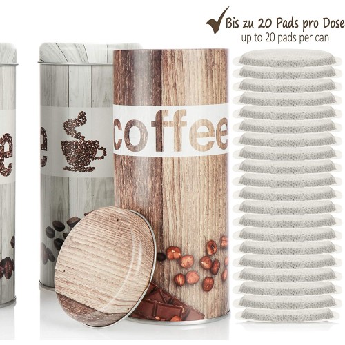 com-four® 3X Coffee Paddies boîtes de café pour dosettes de café récipients de Stockage pour dosettes de café boîtes décoratives au Look Vintage 3 pièces Ensemble Vintage