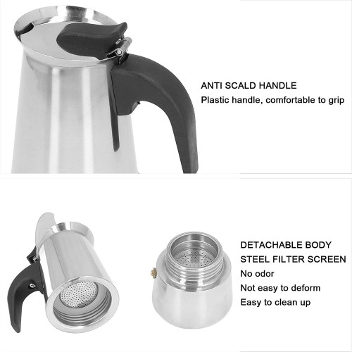 Machine à café résistance à la Rouille d'acier Inoxydable de soupape de décharge de sécurité de Fabricant de café Classique pour l'usage à la Maison2 portions