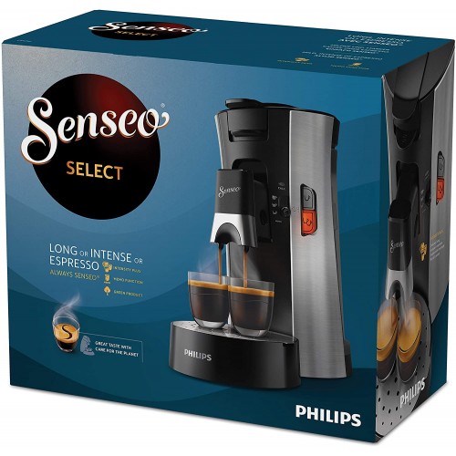 Philips CSA250 11 Machine à Café à Dosettes SENSEO Select Eco Intensity Plus Crema Plus Fonction Memo Acier Brossé