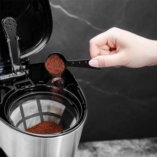 Aigostar Chocolate 30HIK – Cafetière à filtre 1000 watts capacité de 1,25 litres sans BPA filtre permanent lavable et fonction maintenir au chaud. Couleur noir. Design exclusif.