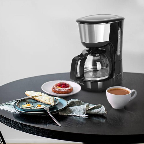Aigostar Chocolate 30HIK – Cafetière à filtre 1000 watts capacité de 1,25 litres sans BPA filtre permanent lavable et fonction maintenir au chaud. Couleur noir. Design exclusif.