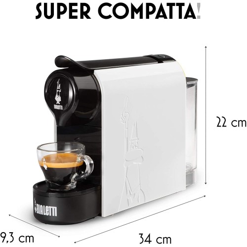 Bialetti Gioia Machine à café expresso avec 80 capsules super compacte réservoir 500 ml blanc
