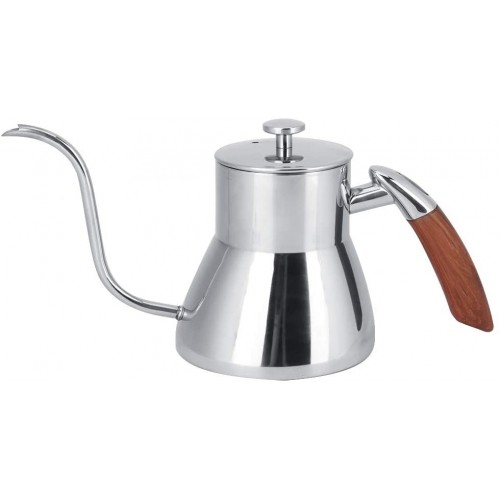 Bouilloire à eau confortable et facile à utiliser en acier inoxydable argenté Pot à eau facile à nettoyer 800 ml pour maison pour le café