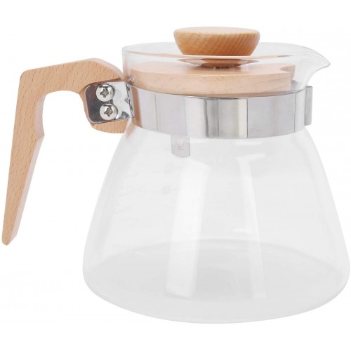 La cafetière en verre 600ML verse sur la bouilloire à café avec poignée en bois pour le bureau à domicile de bar