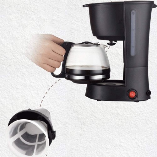 LWHDPW Machine à café compacte 600 ml avec fonction anti-goutte 550 W réutilisable lavable noir pour cuisinière à expresso
