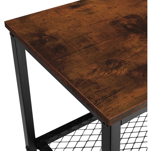 Tectake Table Console à 3 Niveaux Style Vintage Industriel Table d’appoint Table d’Entrée avec 2 Etagères en Treillis – Diverses Couleurs Marron Foncé