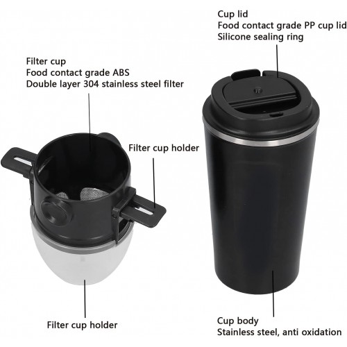 Verser sur la cafetière pour le voyage tasse à café thermique 510ML Portable en acier inoxydable isolé tasse à café pot goutte à goutte pour les verres de voiture de voyage en plein air