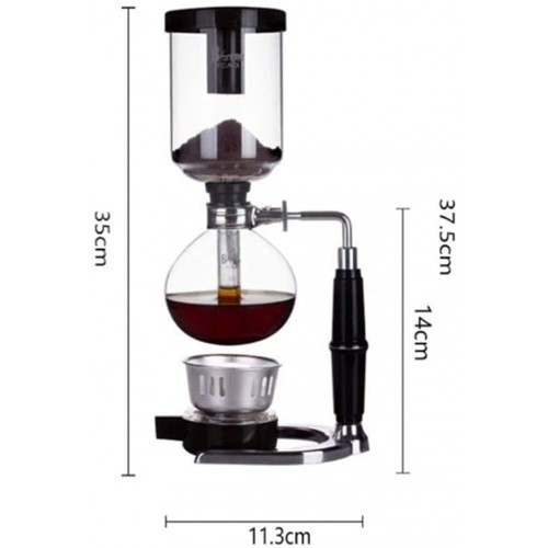 3 Tasse Siphon Cafetiere Vacuum Glass Coffee Maker pour Brassage Café et Thé avec Poignée Prolongée