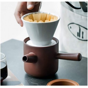 Commodité Céramique Coffee Cup 1 affecte papier libre V60 Portable Entonnoir Entonnoir main Filtres à cône 2 en 1 café Espresso Café cadeau avec filtre papier Haute qualité Color : Brown