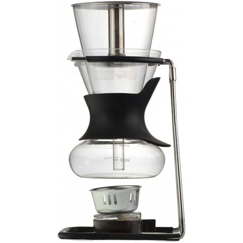 Goodvk Siphon pour machine à café en verre résistant à la chaleur peut être chauffé par une lampe à l'alcool facile à nettoyer couleur : noir taille : 15 x 18 x 36 cm