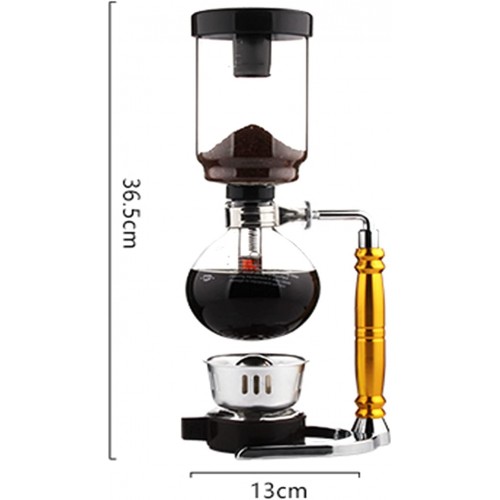 QFSLR Coffee Syphon Vacuum Glass Coffee Maker Verre Café Syphon Vide Bouilloire Siphon Coffee Maker Cafetière Filtre Mode Manuel,d'or