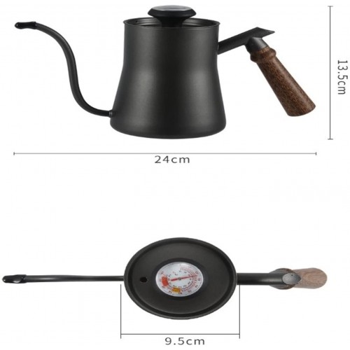Versez la bouilloire petite bouilloire en acier inoxydable avec thermomètre long manche étroite bouilloire mini cafetière Color : A Size : 550ml