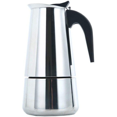 Wqison Bouilloire 6 tasses 300ML Machine à espresso en acier inoxydable avec valve de sécurité percolateur Cafetière Pot crème et lait cruches Couleur: Argent Taille: 300 ml