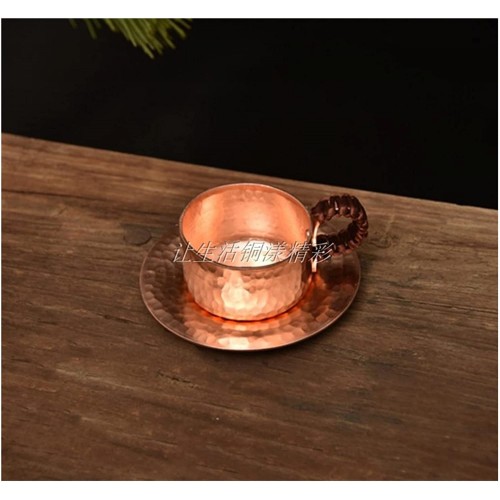 YINWEI Feic Fait à la Main Pure cuivre café Plat de thé en Arabe Turc Grec avec poignée en Bois pour cafetière ibrik pour Barista Colore : Sharing Pot