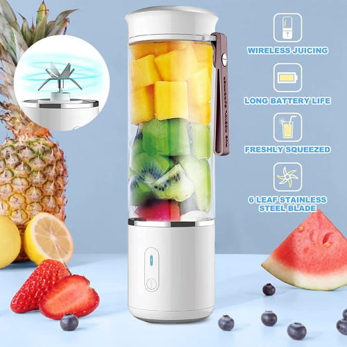BLITZHOME Mini Blender Portable Juicer Cup à Chargement USB 6 Lames 3D Mixeur électrique de 500 ml pour Smoothie avec Housse de Voyage pour Fruits Smoothies Légumes Sans BPA