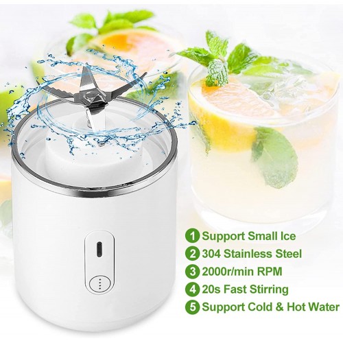 BLITZHOME Mini Blender Portable Juicer Cup à Chargement USB 6 Lames 3D Mixeur électrique de 500 ml pour Smoothie avec Housse de Voyage pour Fruits Smoothies Légumes Sans BPA