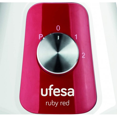 Ufesa BS4717 Ruby Red Blender Mixeur 1500W 1.5L 2 Vitesses + Pulse 4 Lames en Acier Inoxydable Fermeture Hermétique Glace Pilée Sans BPA
