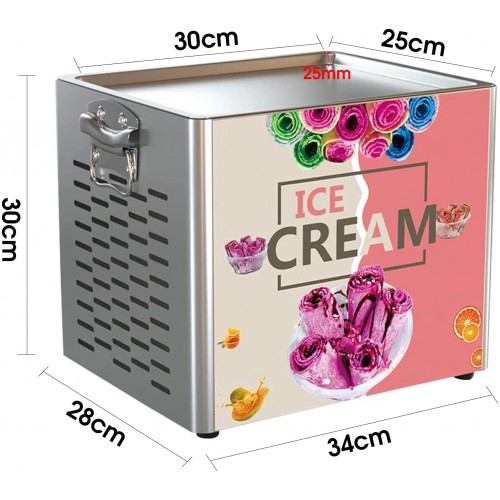 Machine électrique à rouler la crème glacée au yogourt frit,machine à rouler la crème glacée frite Machine à rouler la glace commerciale à une seule casserole,crème glacée fraîche crème glacée frite