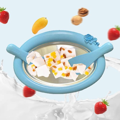 MERIGLARE Machine à crème glacée domestique avec 2 spatules de crème glacée roulée à la machine à yaourt frit BLEU