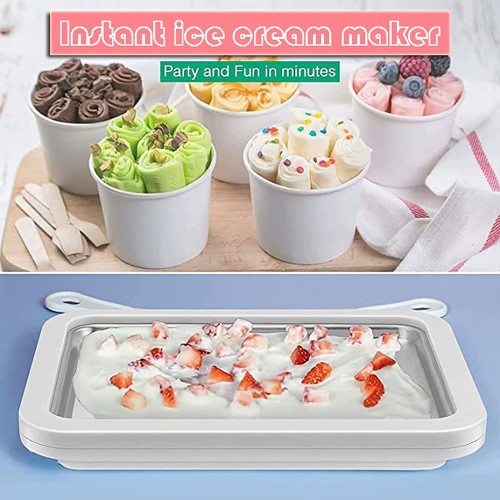 Yokbeer Assiette de Crème Glacée Bricolage Assiette Ice Teppanyaki Machine a Rouler La Crème Glacée Au Yaourt Sorbetière Roulée pour Enfants