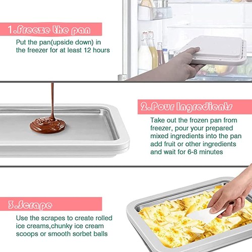 Yokbeer Assiette de Crème Glacée Bricolage Assiette Ice Teppanyaki Machine a Rouler La Crème Glacée Au Yaourt Sorbetière Roulée pour Enfants