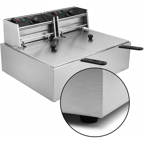 Moracle Friteuse électrique 10 l + 10 l 5000 W 560 x 460 x 310 mm Double zone froide Machine à frire 220 V