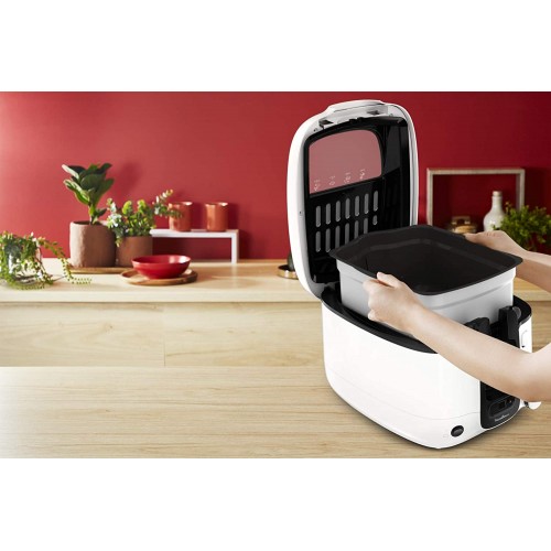 Moulinex AM3140 Super Uno Friteuse électrique capacité de cuisson pour 6 personnes jusqu'à 1,5 kg filtre anti-odeur réglage de température jusqu'à 190° composants lavables au lave-vaisselle blanc