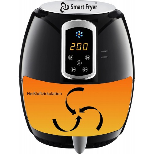 Emerio Friteuse à air chaud Airfryer Smart Fryer test « GUT » écran numérique touches douces au toucher frire saine sans huile facile à nettoyer 3,6 l sans BPA mini four