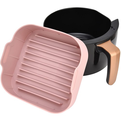 Les-Theresa Panier en silicone carré de remplacement de Pot de Silicone de friteuse à Air multifonction pour accessoires de four de friteuse à air de sécurité alimentaire de 10 pouces rose