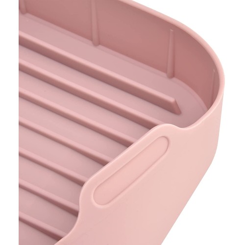 Les-Theresa Panier en silicone carré de remplacement de Pot de Silicone de friteuse à Air multifonction pour accessoires de four de friteuse à air de sécurité alimentaire de 10 pouces rose
