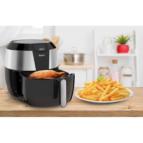 Tefal EY701D friteuse à air chaud Easy Fry XXL | 1850 watts | Capacité : 1,6 kg | Minuterie | 8 menus automatiques | Noir acier inoxydable