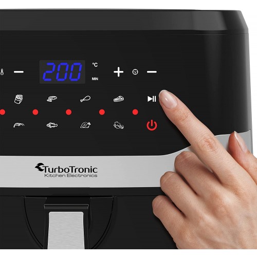 TurboTronic Friteuse à air chaud numérique XXL 7,5 l Noir 1800 W 12 programmes Friteuse numérique à air chaud Friteuse sans graisse
