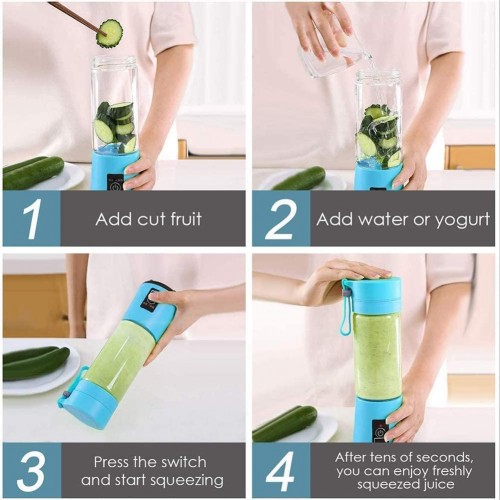Presse-agrumes Portable Mélangeur Electrique USB Mini-mélangeur portable pour Shakes et Smoothies Jus de Fruits Mélangeur avec 6 Lames 3D