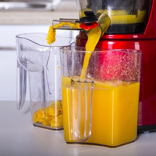 Jocca Centrifugeuse Extracteur de jus de fruits et légumes | presse orange automatique | machine à jus | système de pression à froid | bouchon anti-goutte | Inclu 2 pots d'1L