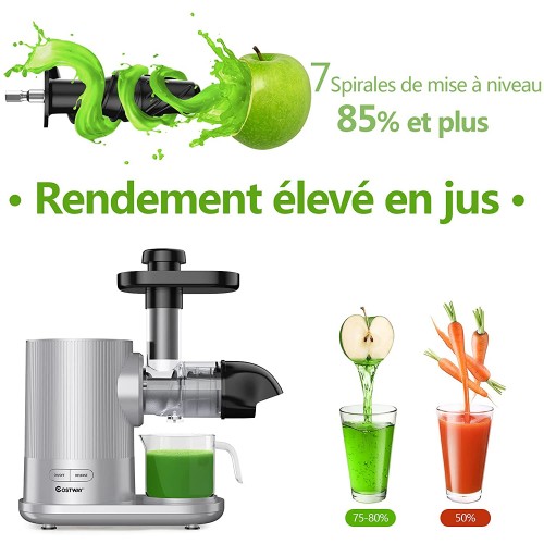 GOPLUS Extracteur de Jus 150W Slow Juicer Presse Machine avec Moteur Silencieux Inclus 1 Tasse à Jus de 500ML Brosse de Nettoyage Adapté à Tous Les Fruits & Légumes Argent
