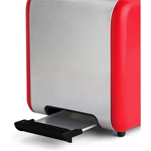 Mellerware Toaster Grille-pain Crispy! 850W | Design originale compacte | Trois couleurs | 2 compartiments de 14 x 4 cm | Fonction de réchauffage et de décongélation avec ramasse-miettes | Rouge