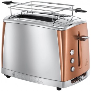 Russell Hobbs Toaster Grille-Pain Cuisson Rapide Contrôle Brunissage Chauffe Viennoiserie Cuivre 24290-56 Luna