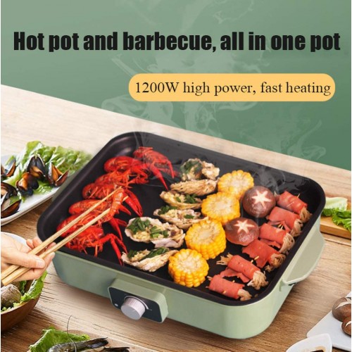 Compact 4 en 1 Multifuction Barbecue électrique Hot Pot Dorayaki Muffins Cooker Korean Barbecue Grill Revêtement anti-adhésif multi plaque 4-pièces,Rose
