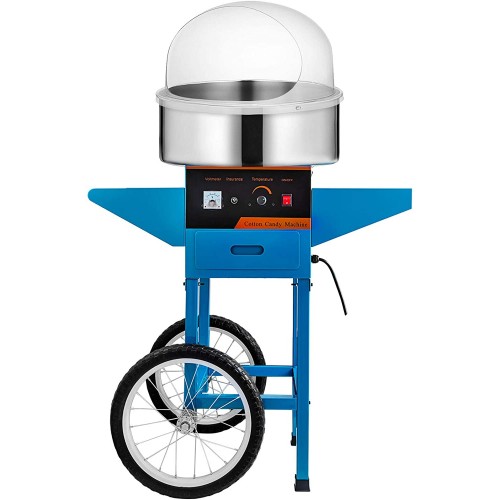 Jolipro Machine à Barbe à Papa Bleue Professionnelle avec Chariot et Couvercle bleu