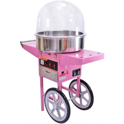KUKOO Barbe à Papa Machine Cotton Candy Maker avec Panier Rose électrique et Acrylique Dome