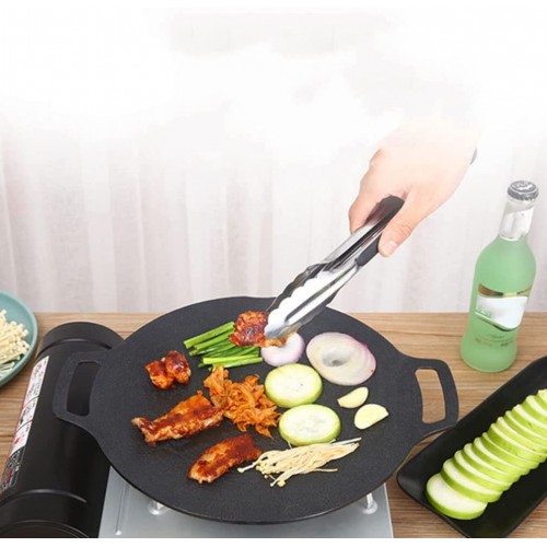 HEMOTON Barbecue Barbecue Coréenne PAN: Plaque de Cuisson de Grille Antiadhésive pour La Maison de Plein Air Cuisine Rôtissation Grilling Noir 29Cm