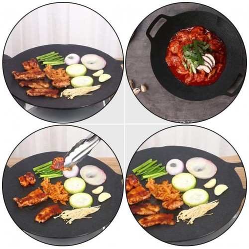 HEMOTON Barbecue Barbecue Coréenne PAN: Plaque de Cuisson de Grille Antiadhésive pour La Maison de Plein Air Cuisine Rôtissation Grilling Noir 29Cm