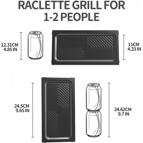 Raclette 2 Personnes Appareil a Raclette Machine Service à Raclette 3 Spatule 3 Poêlons Grill Electrique Grill BBQ Thermostat Réglable 700 Watts Noir